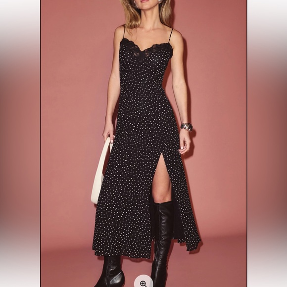 Reformation Black and White Midi Dress NWT - Picture 2 of 5